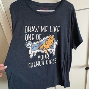 Crazy dog, T-shirt, cats, humor, character tee, layer under fave flannel. 2x.